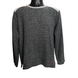 Tommy Bahama Men’s Long Sleeve Sweater Pullover Large Gray with Shoulder Panels
